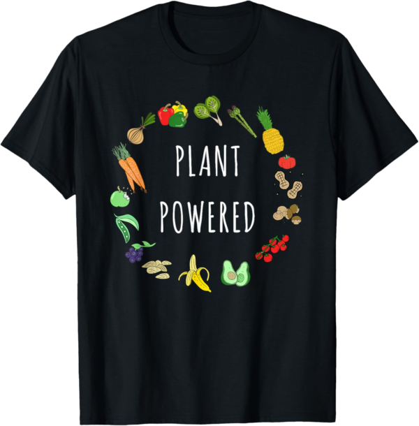 Plant Powered Vegan T-Shirt Plant Based Vegetarian Tee T-Shi... - Image 2